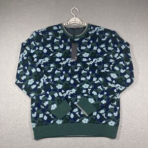 Greyson Sweater Mens Large Green Floral Camo Abyss Tomahawk Wool Cashmere Golf